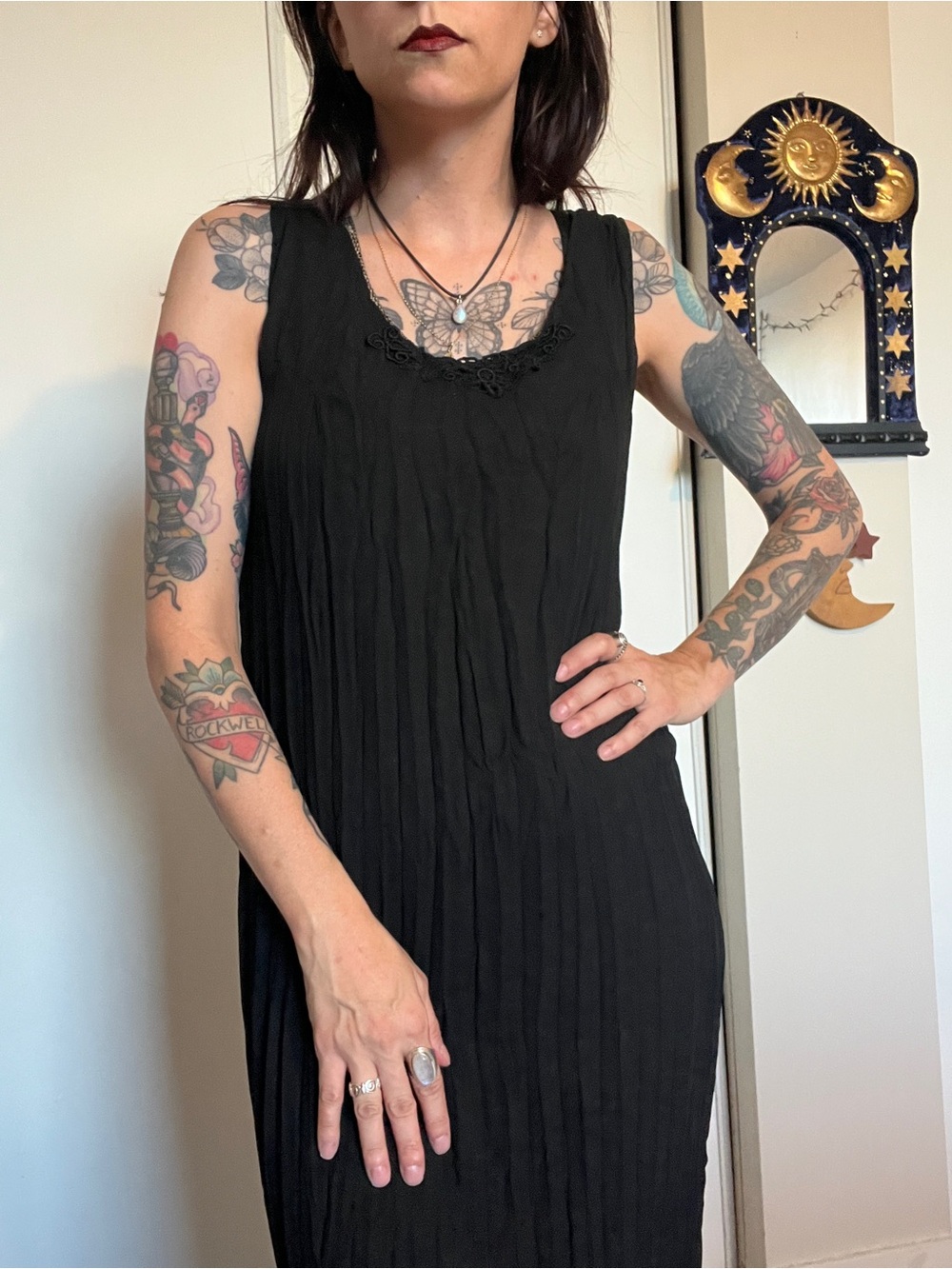 ✨Vintage Black Sleeveless Maxi Slip Dress